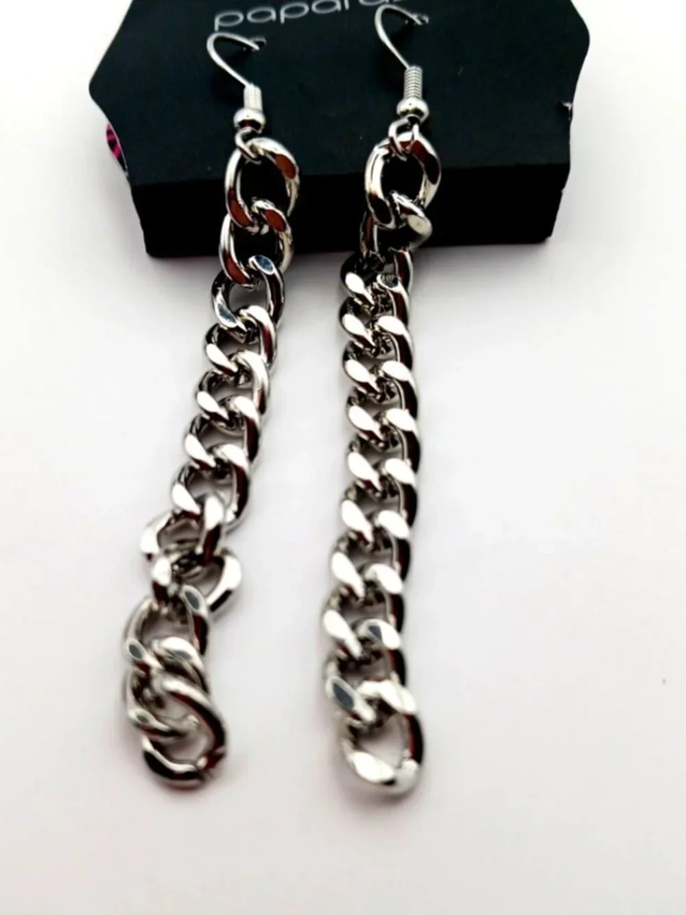 Paparazzi Silvertone + Purple Chain Earrings TWO Pair New